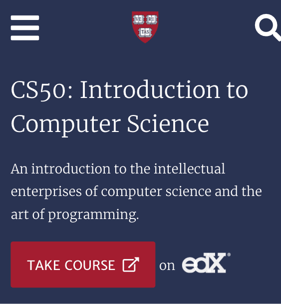 Image of CS50 website